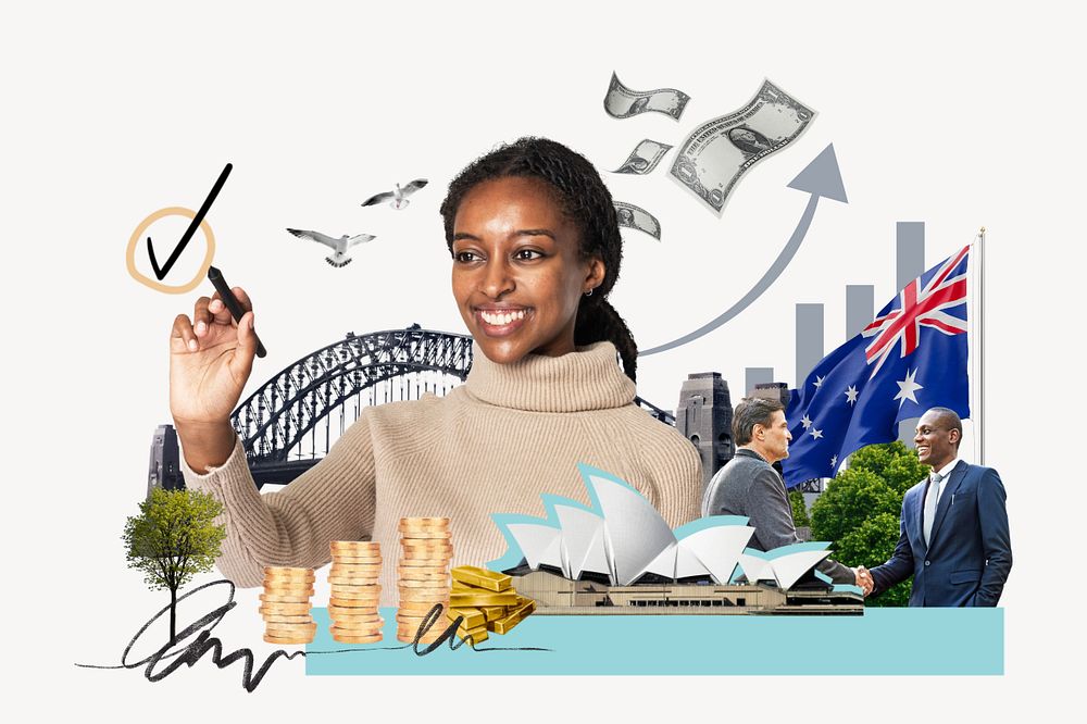 Australia investment, money finance collage, editable design