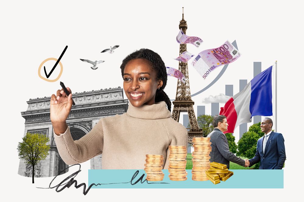 France investment, money finance collage, editable design