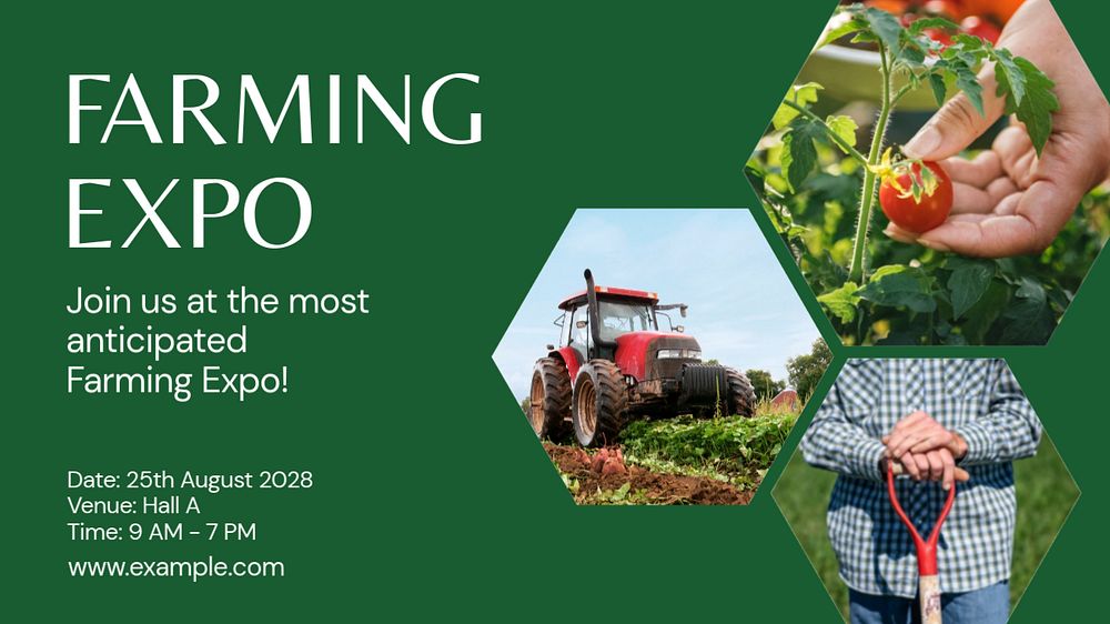 Farming expo blog banner template, editable text