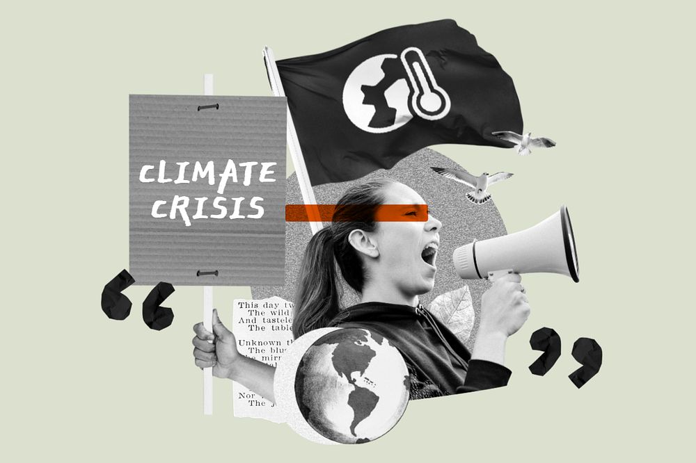 Climate crisis, environmental protest remix, editable design