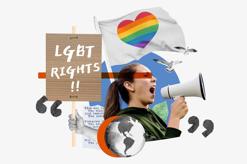 LGBT rights, gender equality protest remix, editable design