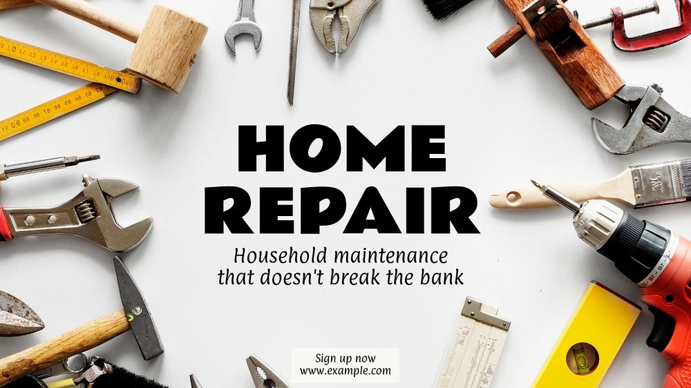 Home repair blog banner template, editable text