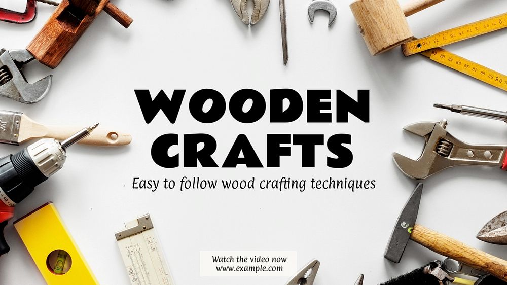 Wooden crafts blog banner template, editable text