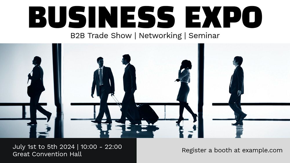 Business expo event  blog banner template, editable text