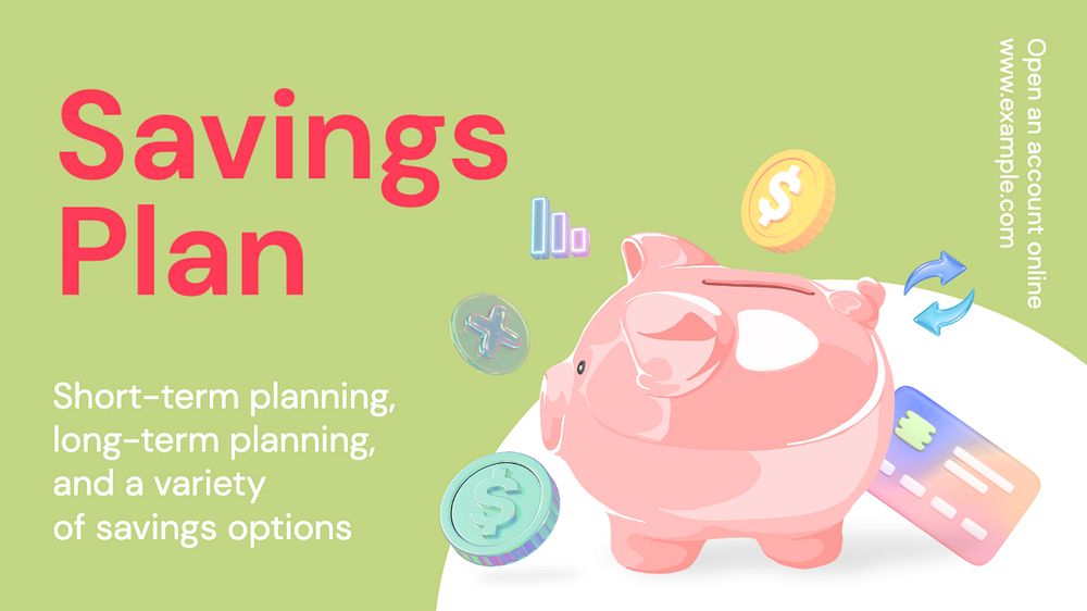 Savings account  blog banner template, editable text