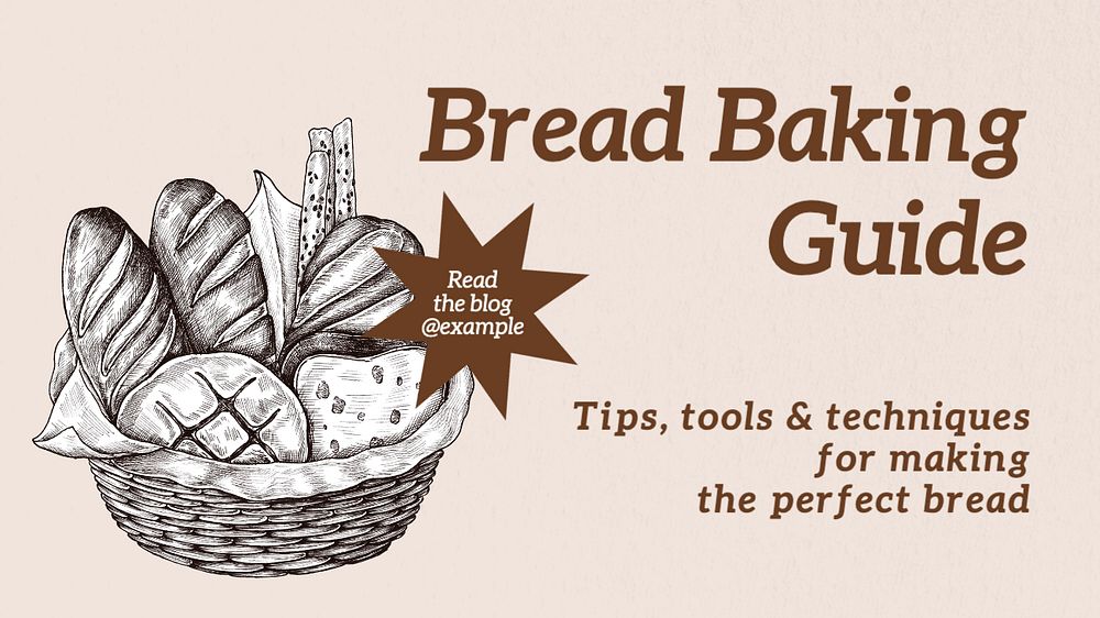 Bread baking guide  blog banner template, editable text