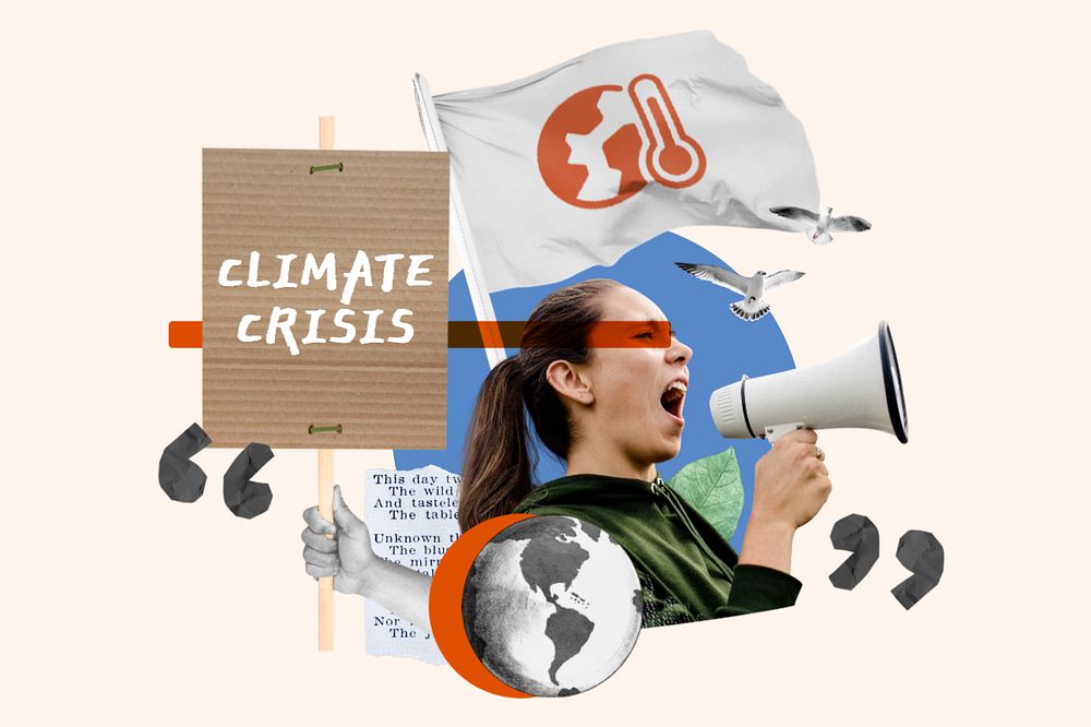 Climate crisis, environmental protest remix, editable design