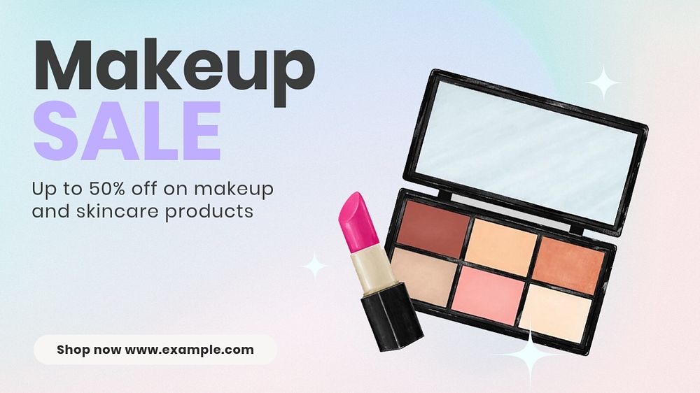 Makeup sale  blog banner template, editable text