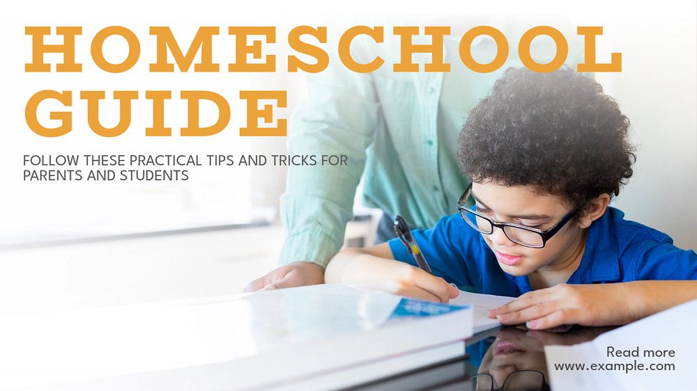 Homeschool guide blog banner template, editable text