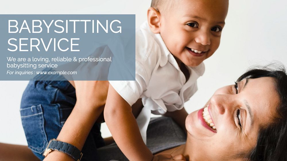 Babysitting service blog banner template, editable text