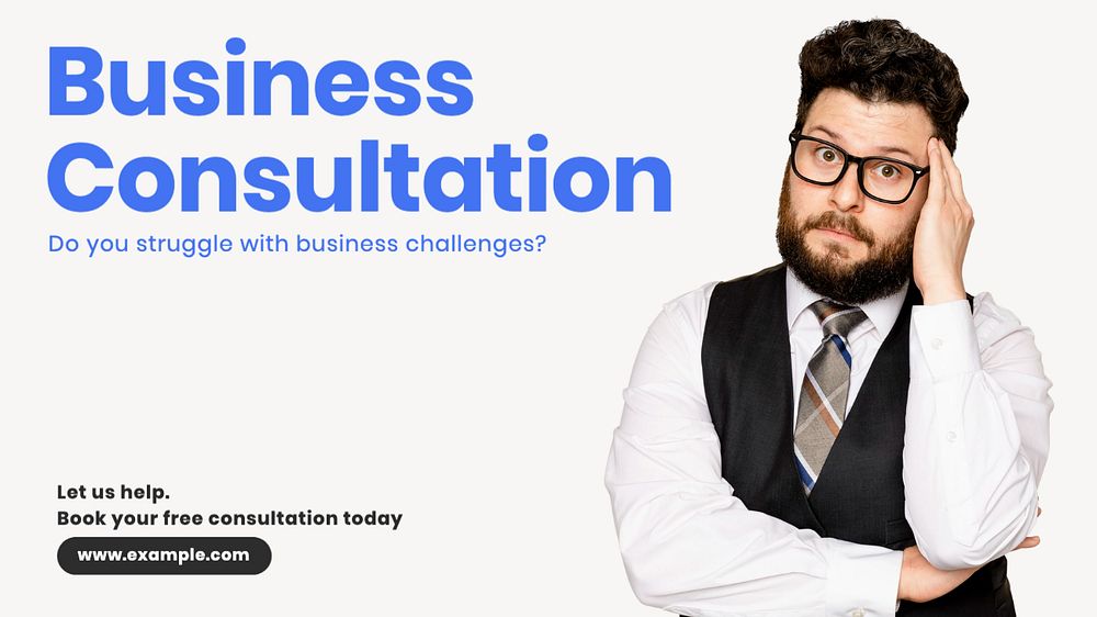 Business consultation  blog banner template, editable text