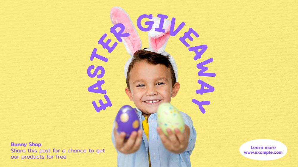 Easter giveaway blog banner template, editable text