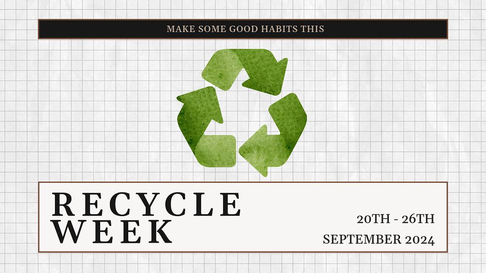 Recycle week blog banner template, editable text