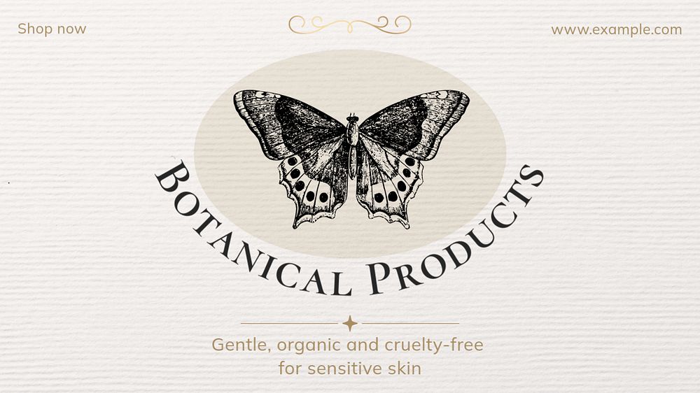 Botanical products blog banner template, editable text