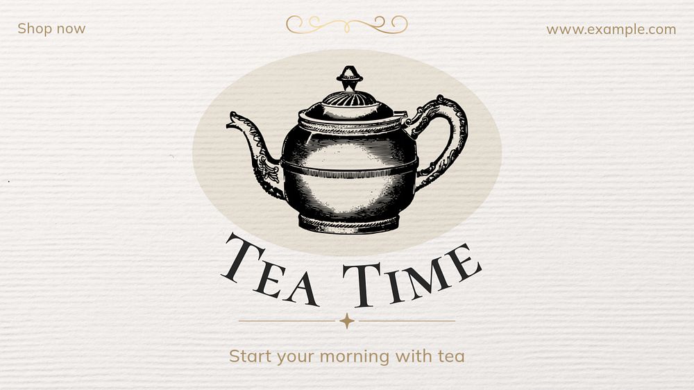 Tea time blog banner template, editable text