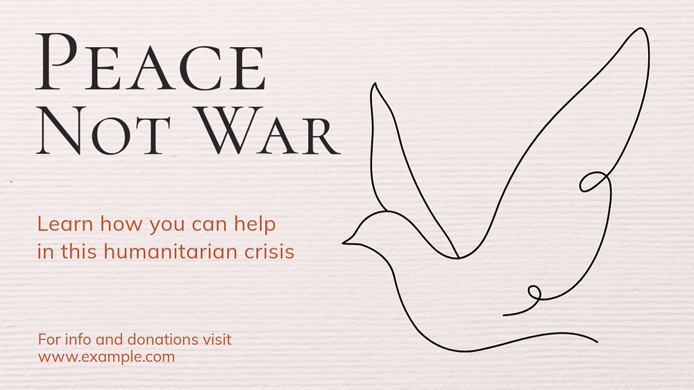 Peace not war blog banner template, editable text