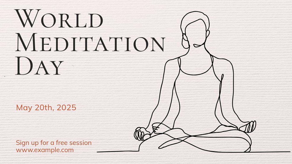 World meditation day blog banner template, editable text