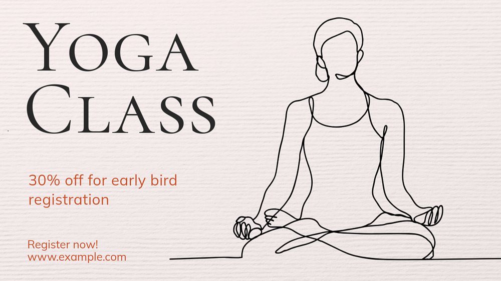 Yoga class blog banner template, editable text