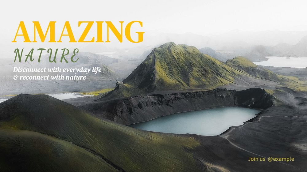 Amazing nature blog banner template, editable text