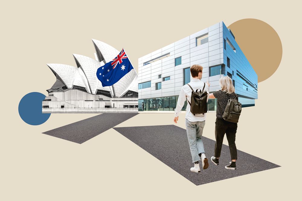 Study in Australia, education photo collage, editable design