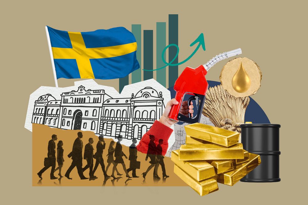 Swedish economy, money finance collage, editable design