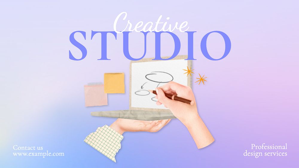 Creative studio  blog banner template, editable text