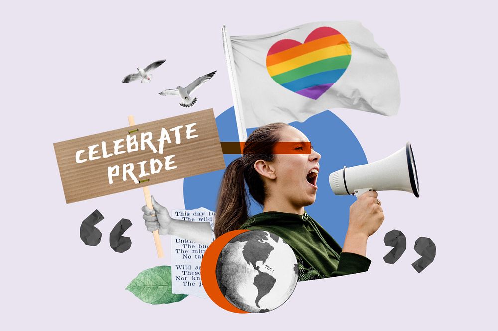 Celebrate pride, gender equality protest remix, editable design