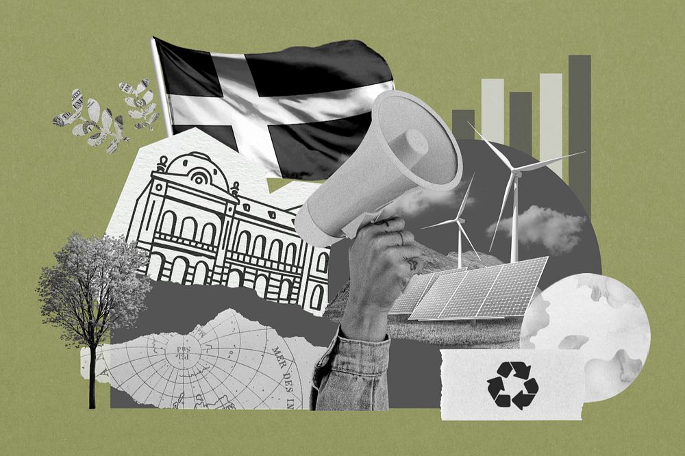 Swedish climate protest, environment collage, editable design