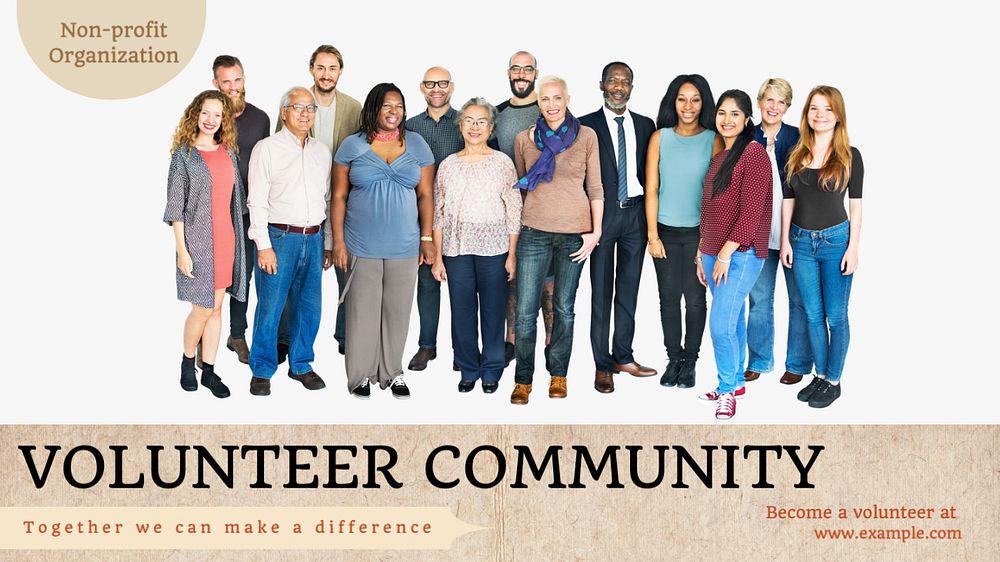 Volunteer community  blog banner template, editable text