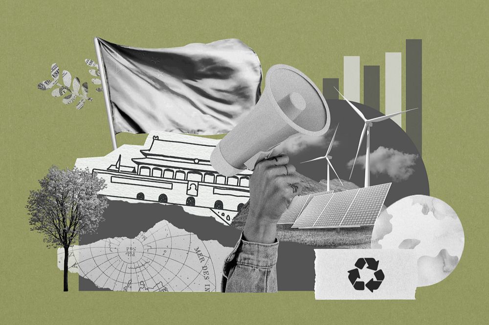 Eco climate protest, environment collage, editable design