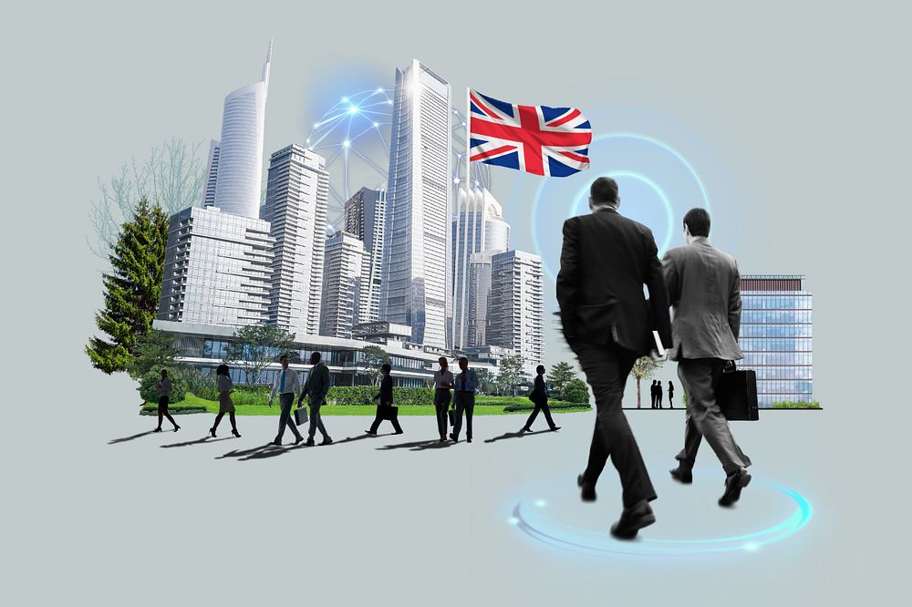 British corporate, business photo collage, editable design