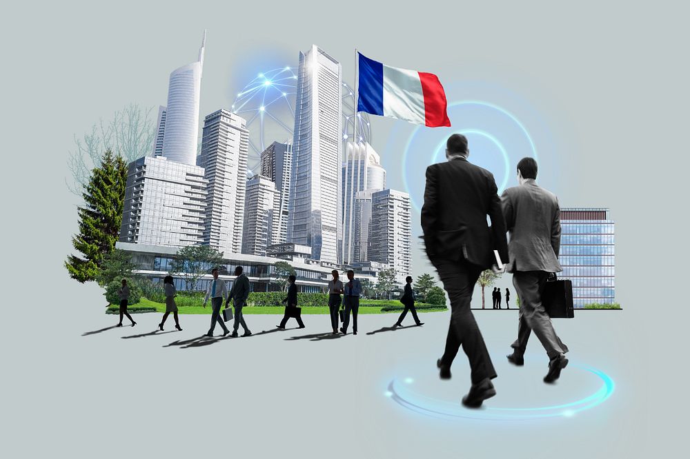 French corporate, business photo collage, editable design