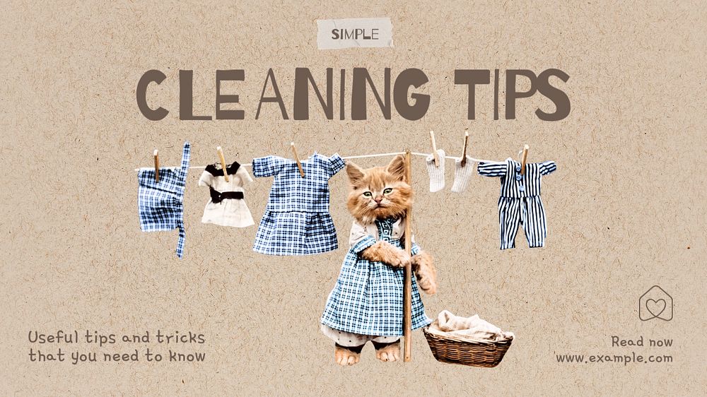 Cleaning tips  blog banner template, editable text