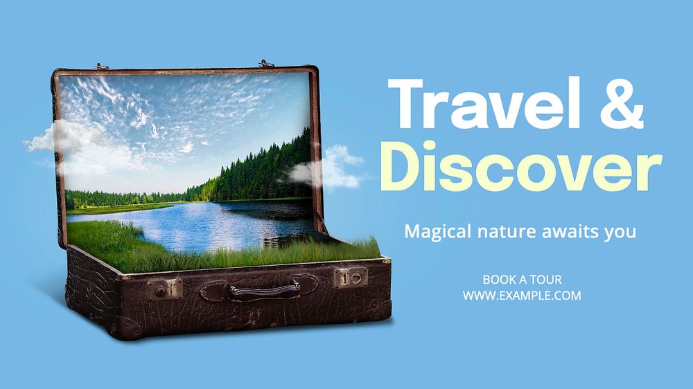 Travel & discover blog banner template, editable text