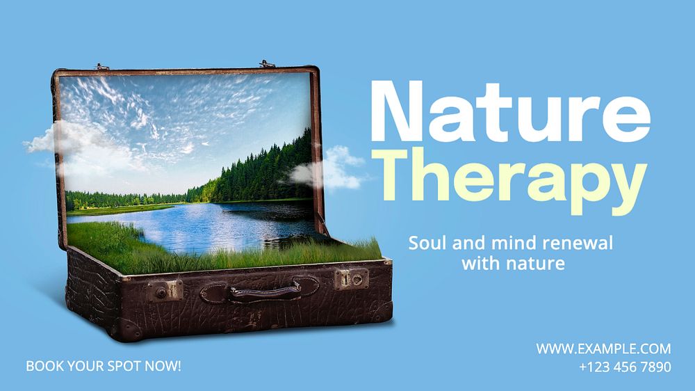 Nature therapy blog banner template, editable text