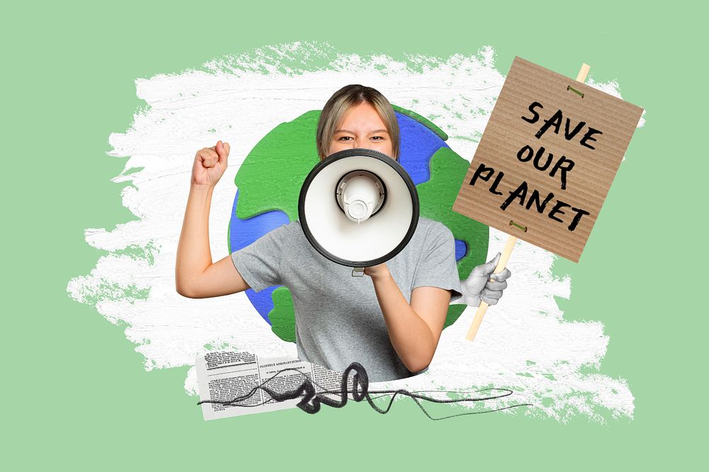 Save our planet environmental issue collage, editable design