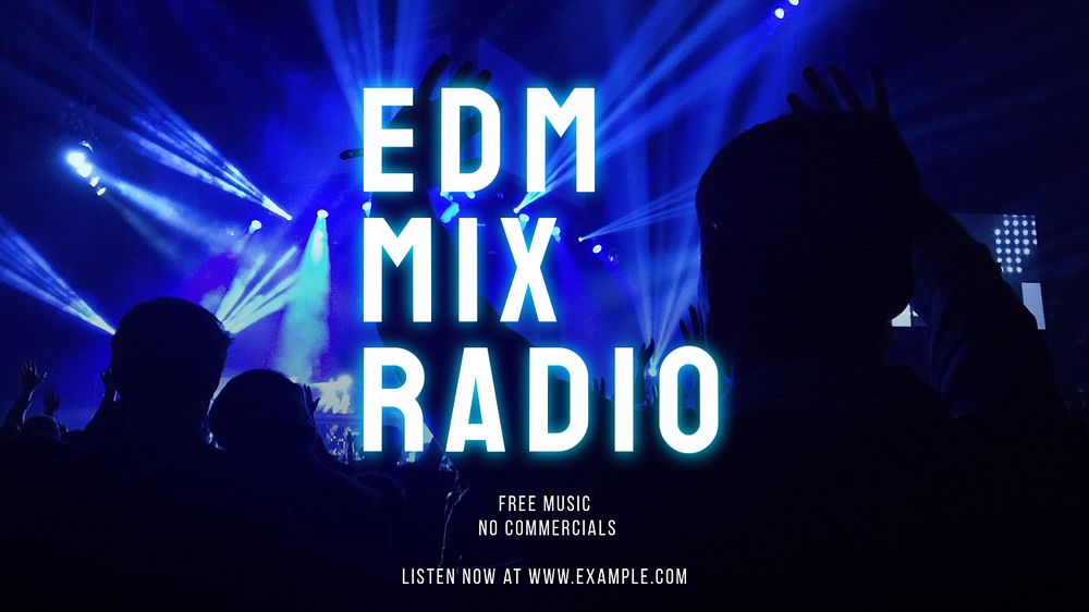 EDM radio blog banner template, editable text