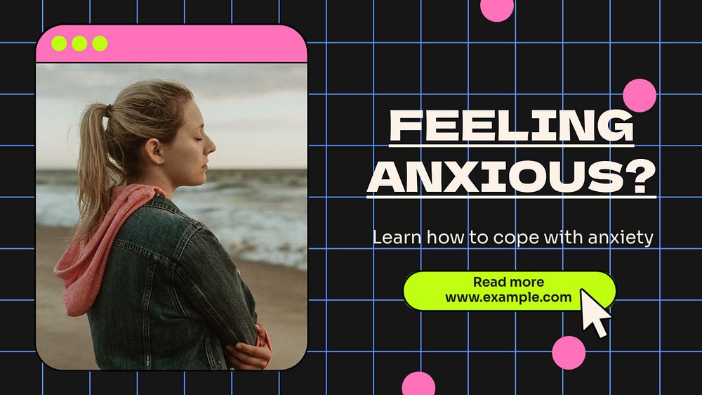 Mental health psychology  blog banner template, editable text