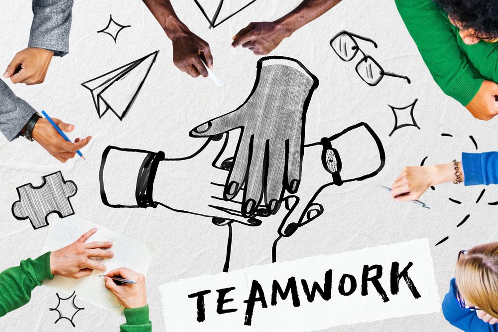 Teamwork word, corporate success editable remix design