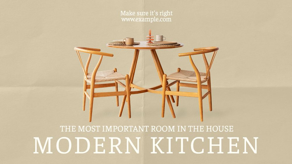 Kitchen design  blog banner template, editable text