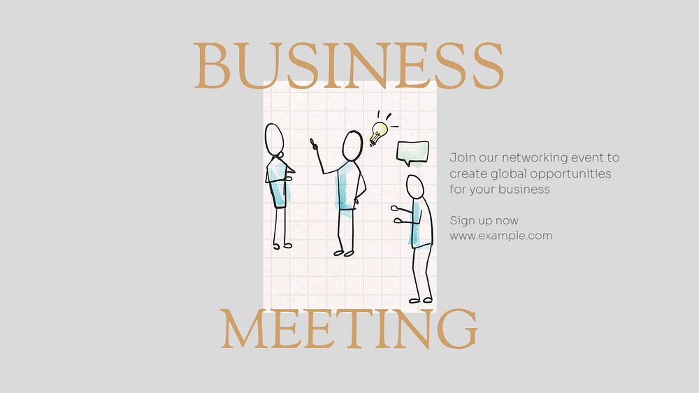 Business meeting blog banner template, editable text