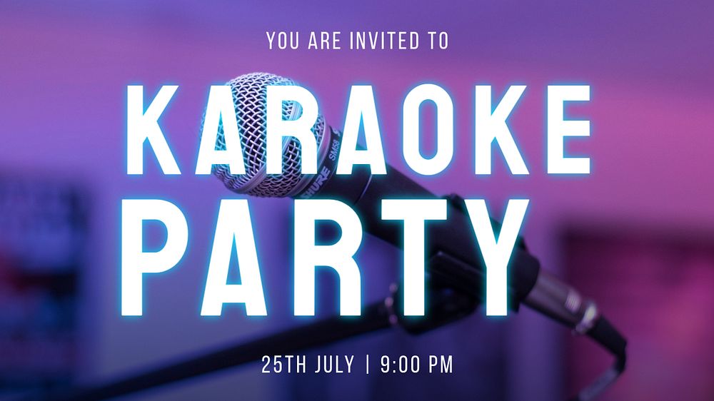 Karaoke party  blog banner template, editable text