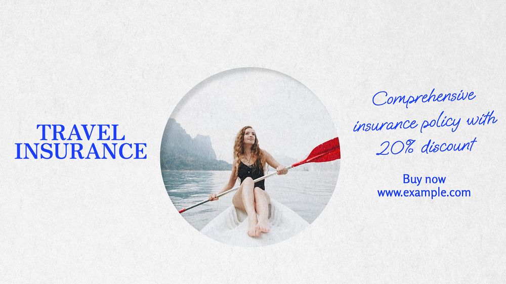 Travel insurance  blog banner template, editable text