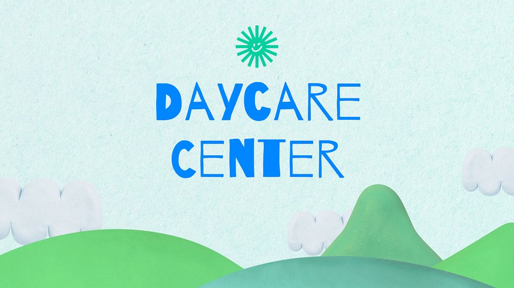 Daycare center blog banner template, editable text