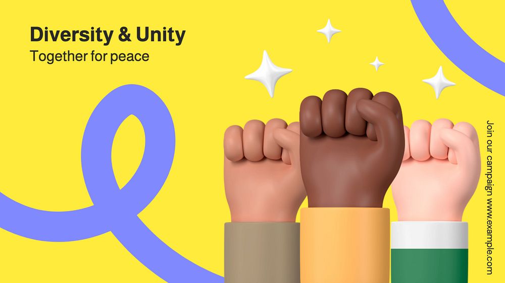 Diversity & unity blog banner template, editable text