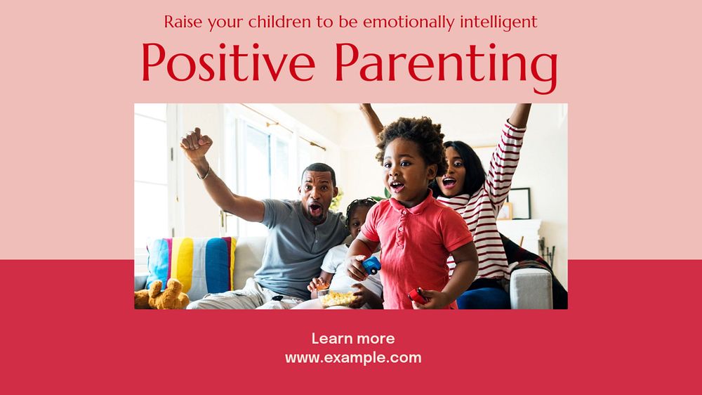 Positive parenting  blog banner template, editable text