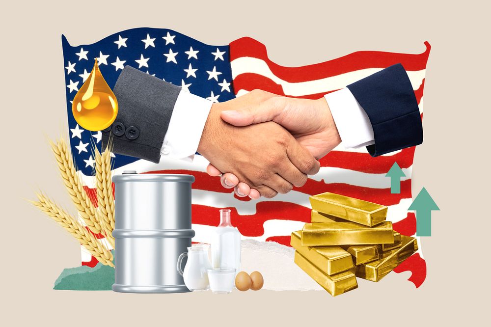 American commodity, economy finance collage, editable design