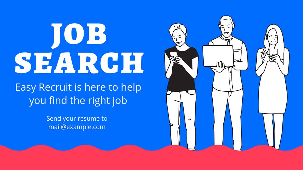 Job search  blog banner template, editable text