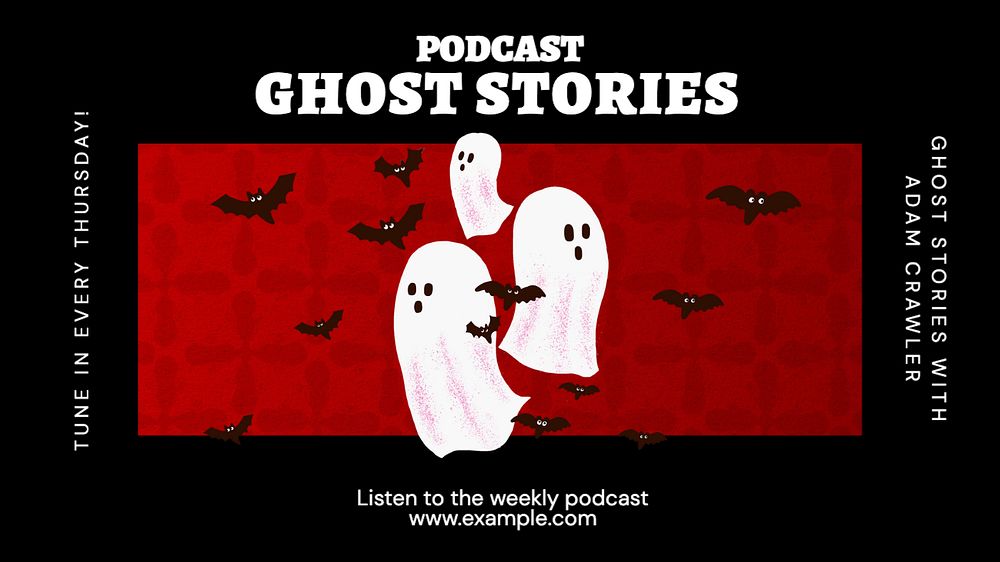 Ghost stories blog banner template, editable text