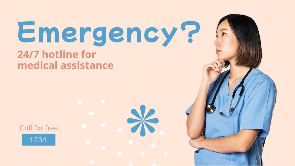 Medical emergency blog banner template, editable text